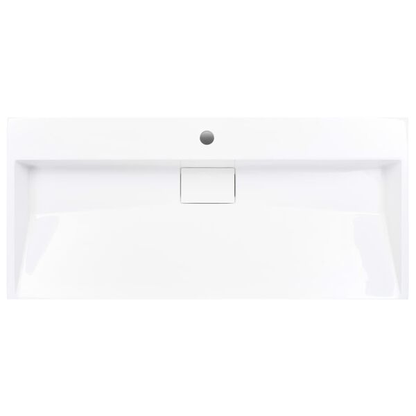 vidaXL Wash Basin 39.4"x18.1"x4.3" Mineral Cast/Marble Cast White