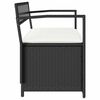 vidaXL Garden Storage Bench Black PE rattan, powder-coated steel, plywood