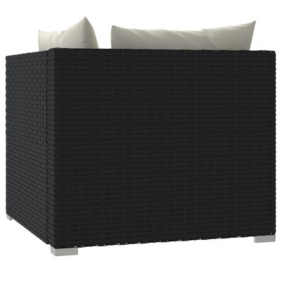 vidaXL Patio Loveseat with Cushions Black Poly Rattan