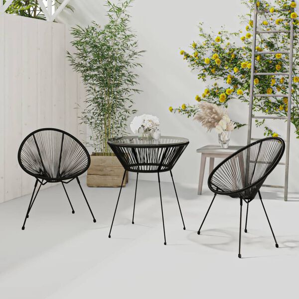 vidaXL Dining Set Black and Transparent