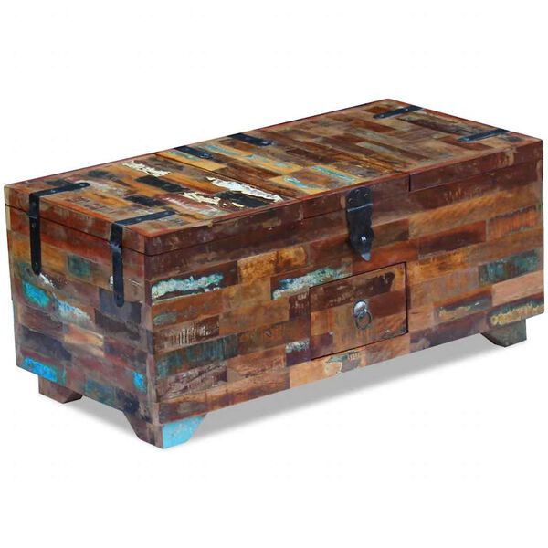 vidaXL Coffee Table Multicolor Reclaimed Wood Medium Storage
