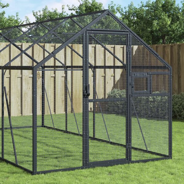 vidaXL Aviary Anthracite Aluminum 5.9 x 19.7 x 6.1 ft Locks Aviary