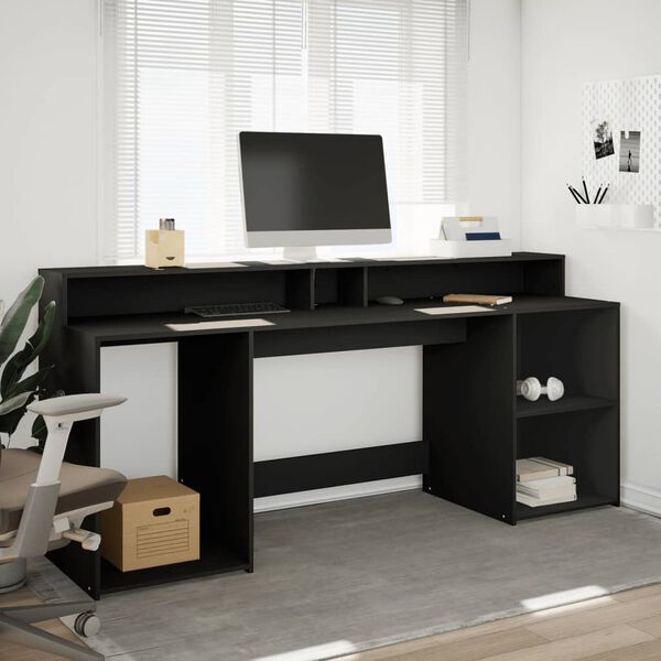 vidaXL Desk Black Engineered wood Large Computer Desk Rectangular