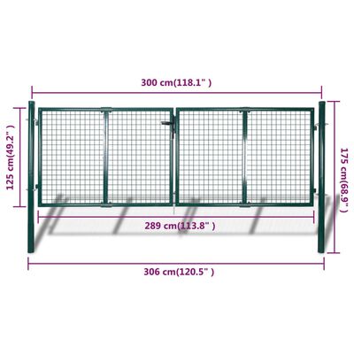 vidaXL Fence Gate Steel 120.5"x68.9" Green