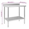 vidaXL Kitchen Work Table with Backsplash 39.4"x23.6"x36.6" Stainless Steel
