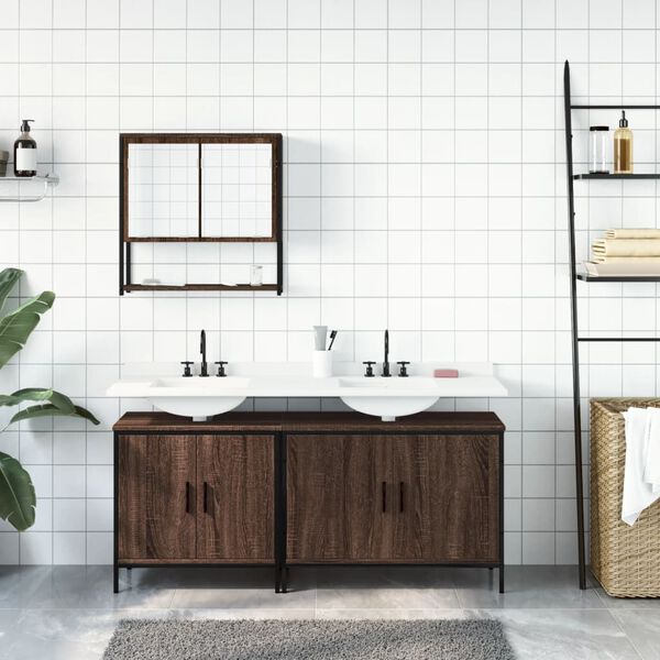 vidaXL Bathroom Furniture Set Brown Oak
