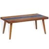 vidaXL Coffee Table Brown and Blue Teak and Resin 39.4 x 19.7 x 15.7 in