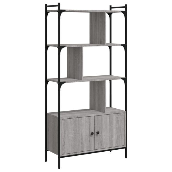 vidaXL Bookcase Grey Sonoma Engineered wood, Steel Tall Bookcase