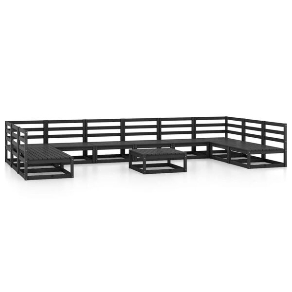 vidaXL Garden Lounge Set Black Solid Pine Wood Large Modular