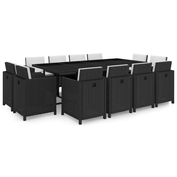 vidaXL Outdoor Dining Set Black Steel frame Large Removable Covers