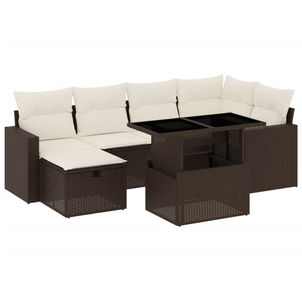vidaXL Garden Sofa Set Brown, Cream white
