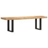 vidaXL Bench 63" Solid Rough Mango Wood and Steel