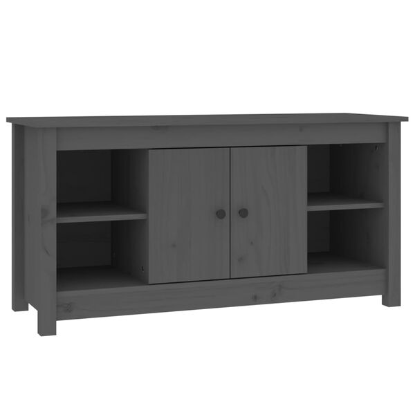 vidaXL TV Cabinet Grey Solid Pine Wood One Size TV Cabinet Rectangular
