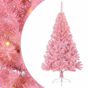 vidaXL Artificial Pre-lit Christmas Tree Pink 59.06 in PVC