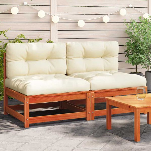 vidaXL Garden Sofa Set of 2 Wax brown, Cream