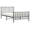 vidaXL Bed Frame Black Powder-Coated Steel Single Bed Frame