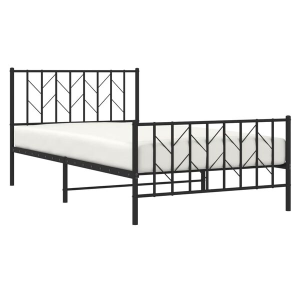 vidaXL Bed Frame Black Powder-Coated Steel Single Bed Frame