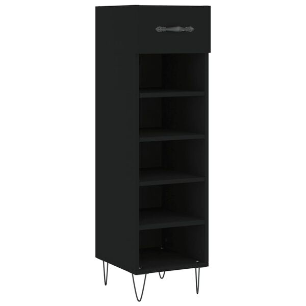 vidaXL Shoe Cabinet Black Engineered wood, iron, aluminum alloy Medium