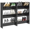 vidaXL Wall Shoe Cabinet Set of 2 High gloss grey Engineered wood