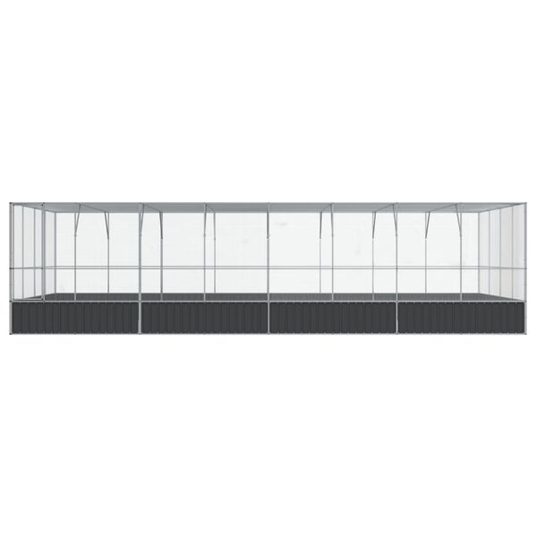 vidaXL Aviary Silver and Charcoal Galvanized Steel Large Aviary