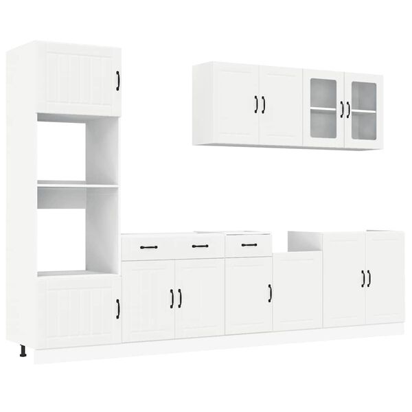 vidaXL Kitchen Cabinet Set White Engineered wood, Glass Adjustable Feet