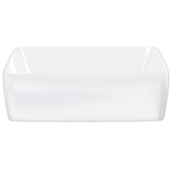 vidaXL Wash Basin White 18.9"x14.6"x5.1" Ceramic Rectangle
