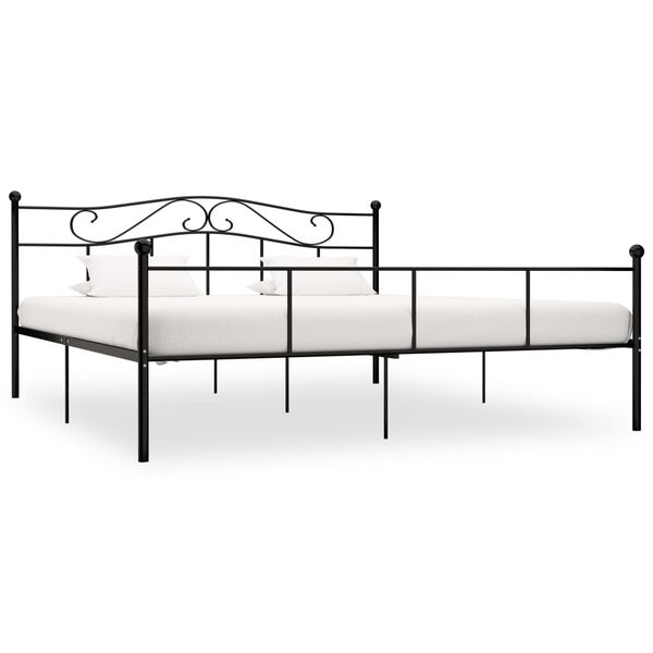 vidaXL Bed Frame Black Metal Super King Tough Bed Frame Rectangular