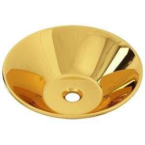 vidaXL Wash Basin 16.5x5.5" Ceramic Gold