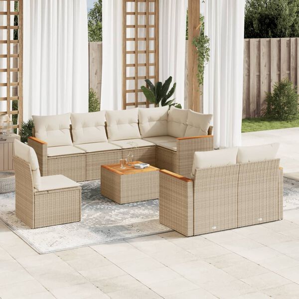 vidaXL Garden Sofa Set Beige PE rattan Large Modular Garden Sofa Set
