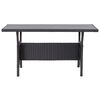 vidaXL Garden Table Black PE rattan, PS board, powder-coated steel Medium
