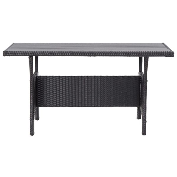 vidaXL Garden Table Black PE rattan, PS board, powder-coated steel Medium