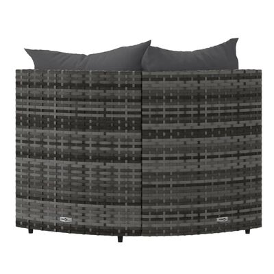 vidaXL Patio Corner Sofas with Cushions 2 pcs Gray Poly Rattan
