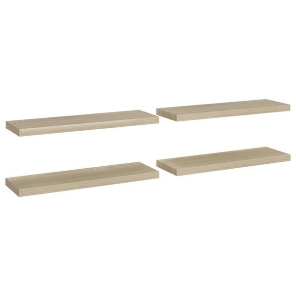 vidaXL Wall Shelf Set of 4 Oak Honeycomb MDF, metal Medium