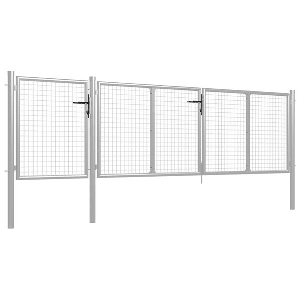 vidaXL Garden Gate Steel 157.5x39.4" Silver
