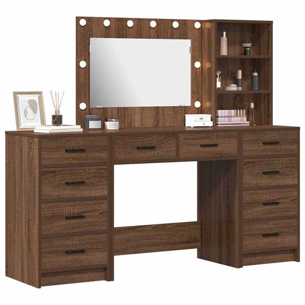 vidaXL Dressing Table 3 pcs Brown 40 x 41 x 135 cm Engineered wood