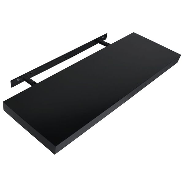 vidaXL Wall Mounted Shelf Set of 2 Black MDF 39.4x7.9x1.5 in