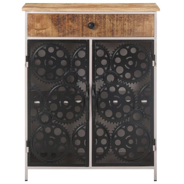 vidaXL Sideboard Rough mango wood with silver powder-coated iron