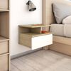 vidaXL Floating Nightstand Set of 2 White and sonoma oak Engineered wood