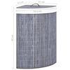 vidaXL Bamboo Corner Laundry Basket Gray 15.9 gal