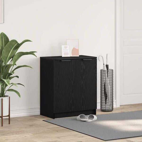 vidaXL Shoe Cabinet Black Oak 23.23 x 13.78 x 27.56 in Engineered Wood