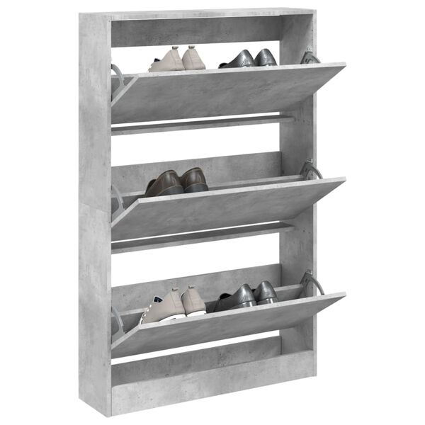 vidaXL Shoe Cabinet Concrete grey Engineered wood 31.5 in wide, compact