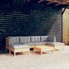 vidaXL Garden Lounge Set Grey Solid pine wood, 100% polyester Large