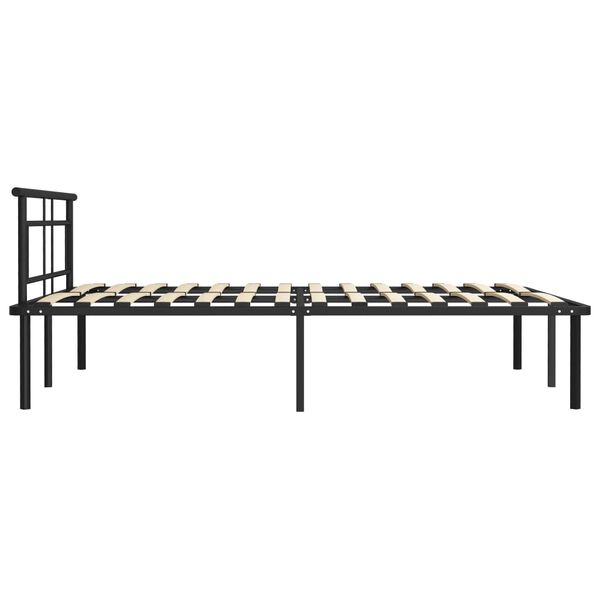 vidaXL Bed Frame Black Powder-coated metal, plywood Double Durable