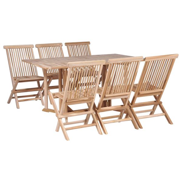 vidaXL 7 Piece Folding Patio Dining Set Solid Teak Wood