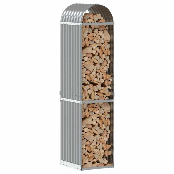 vidaXL Log Holder Light Gray 15.7"x17.7"x66.9" Galvanized Steel