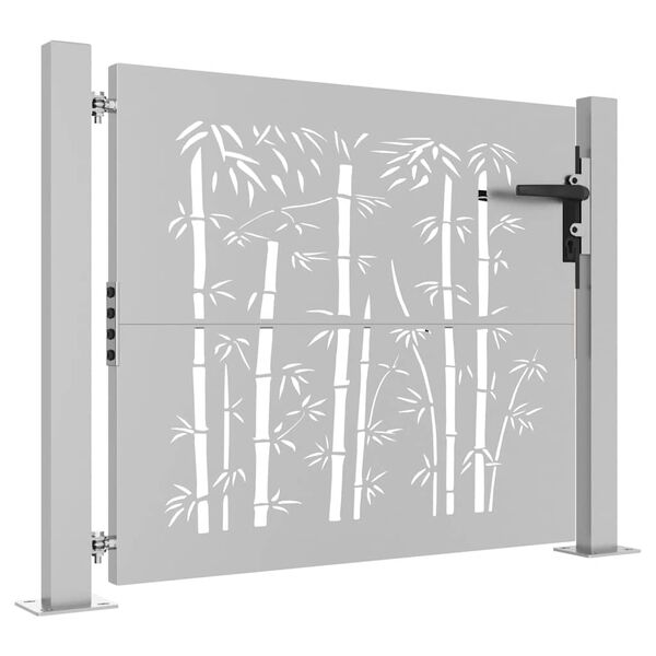 vidaXL Garden Gate 39.4x29.5" Corten Steel Bamboo Design