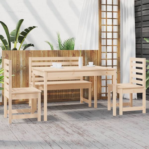 vidaXL Garden Dining Set Natural Pine Solid Pine Wood Standard