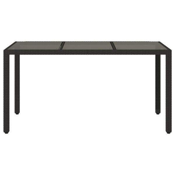 vidaXL Garden Table Black Poly rattan, powder-coated steel, tempered glass