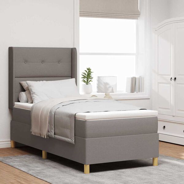 vidaXL Box Spring Bed with Mattress Taupe 39.4" x 78.7" fabric
