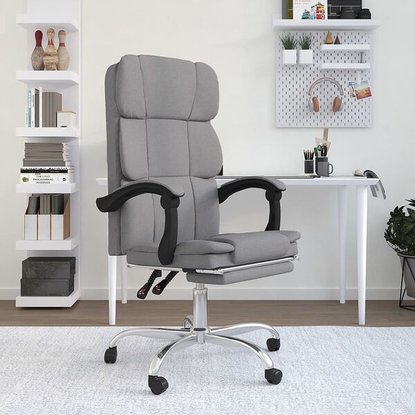 vidaXL Reclining Office Chair Light Grey